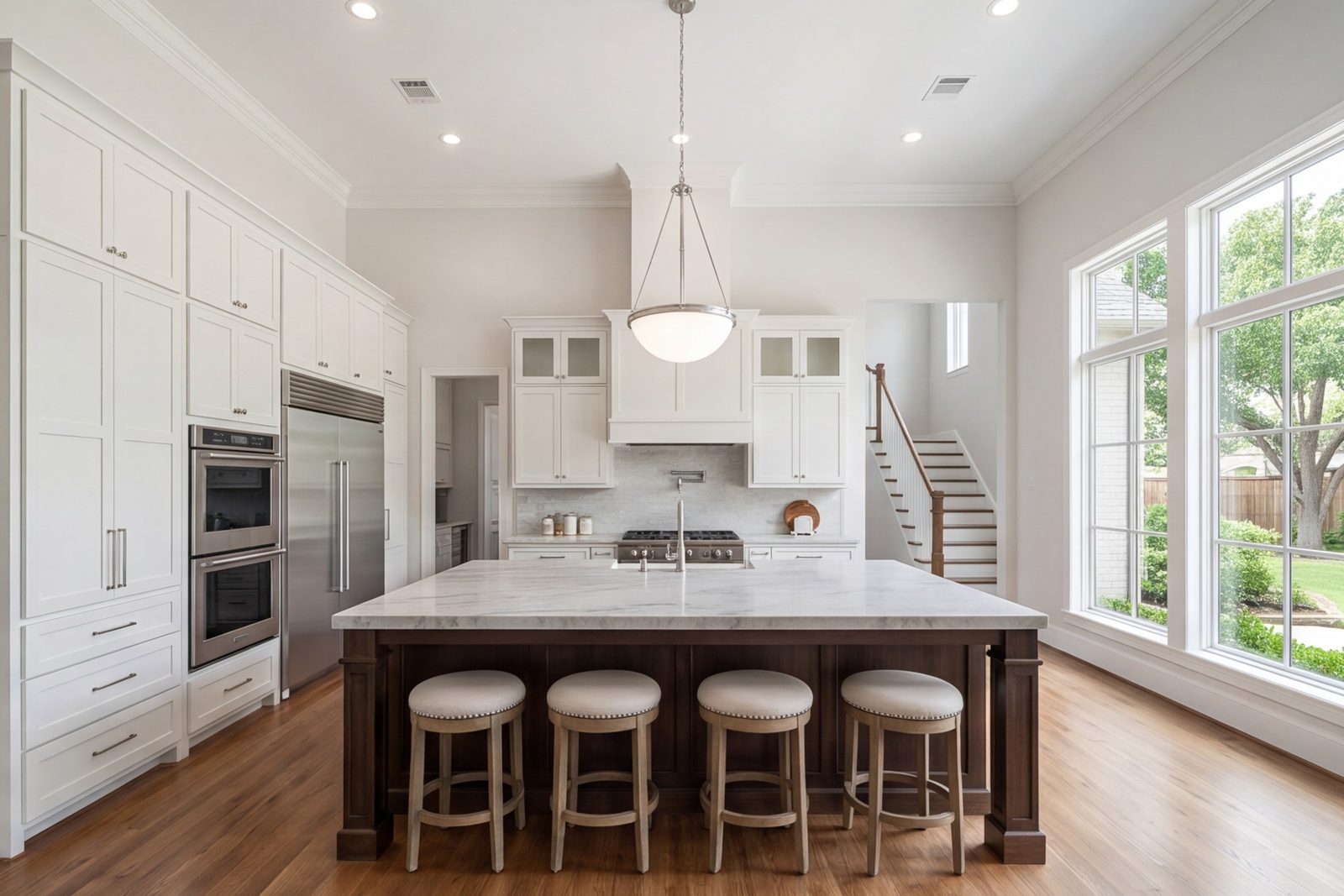 Keller two-story home kitchen with a large island and wall of storage